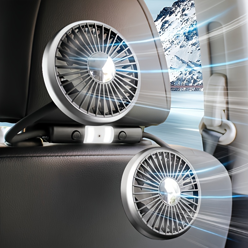 usb powered cooling fan for the back seat of   featuring two separate heads that can   designed for quiet ventilation in sedans suvs rvs trucks and