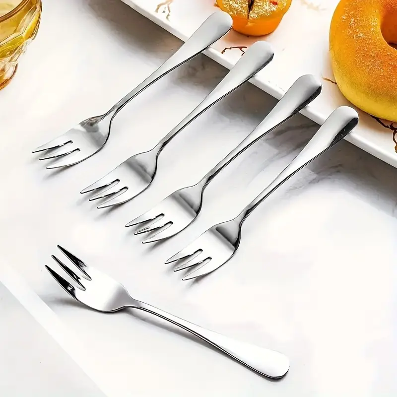 2 4pcs stainless steel small appetizer fork small dessert fork set cutlery set 5 5 inch polished dishwasher safe durable cutlery salad dessert espresso cutlery Product details 7