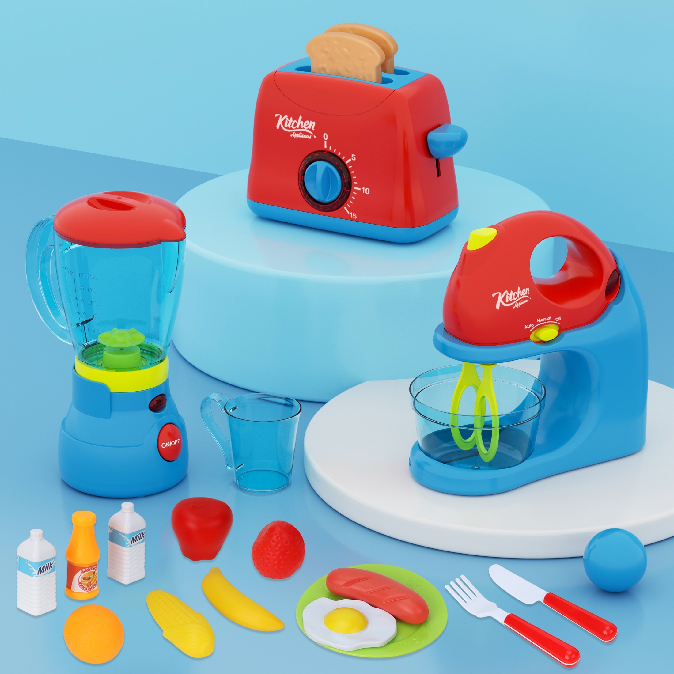 

Kitchen Play House Accessories Toy Set Including Juicer, , Toaster- Pretend To Play Games With Sound&lights - Christmas Birthday Gifts For Toddlers (batteries Not Included)