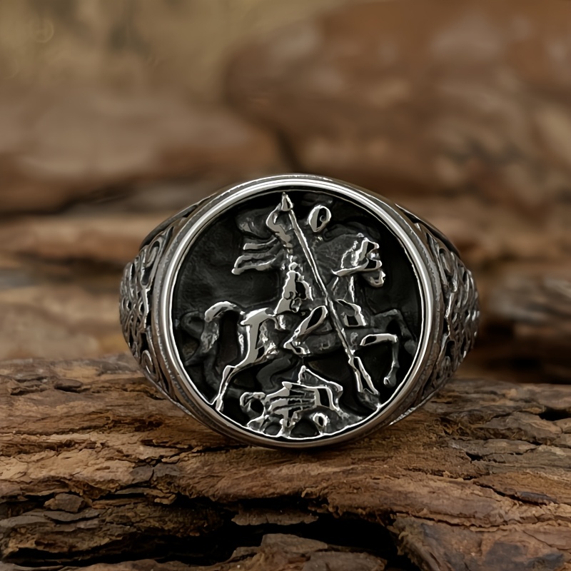 Stainless Steel Celtic Knot Horse Ring for Men