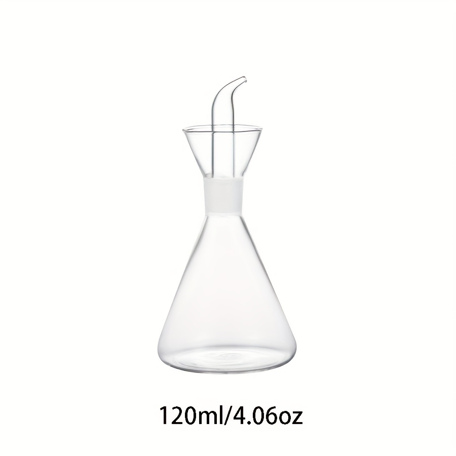TEMU 1pc Heat-resistant Glass Oil Bottle Olive Oil Dispenser Triangular Glass Cooking Oil Vinegar Measuring Band Nozzle Dispenser, Suitable For