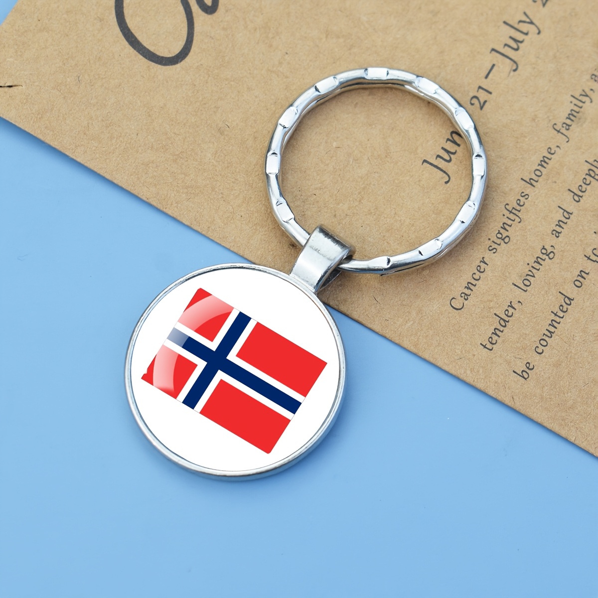 TEMU Metal Keychain Featuring The Norway Flag, Perfect As A Gift For Men, A Car Key Accessory, Or A Travel Souvenir