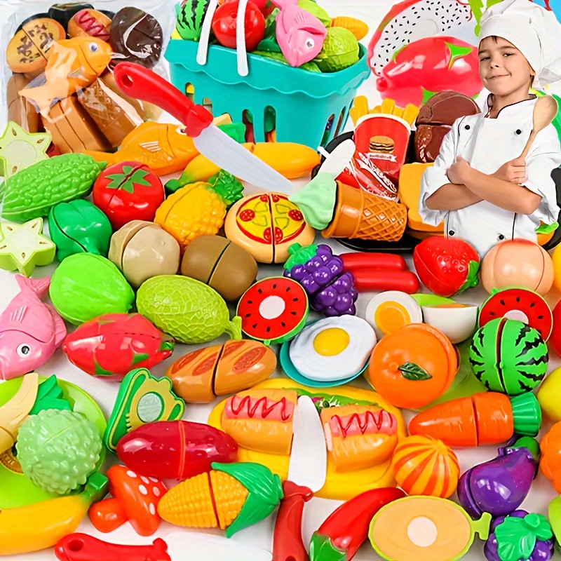 

24-piece Play Kitchen Set For Kids Ages 3-6, Educational Pretend Play Food Cutting Toys, Fruit And Vegetable Playset With Variety Of Kitchen Tools, Ideal Gift For Young Chefs