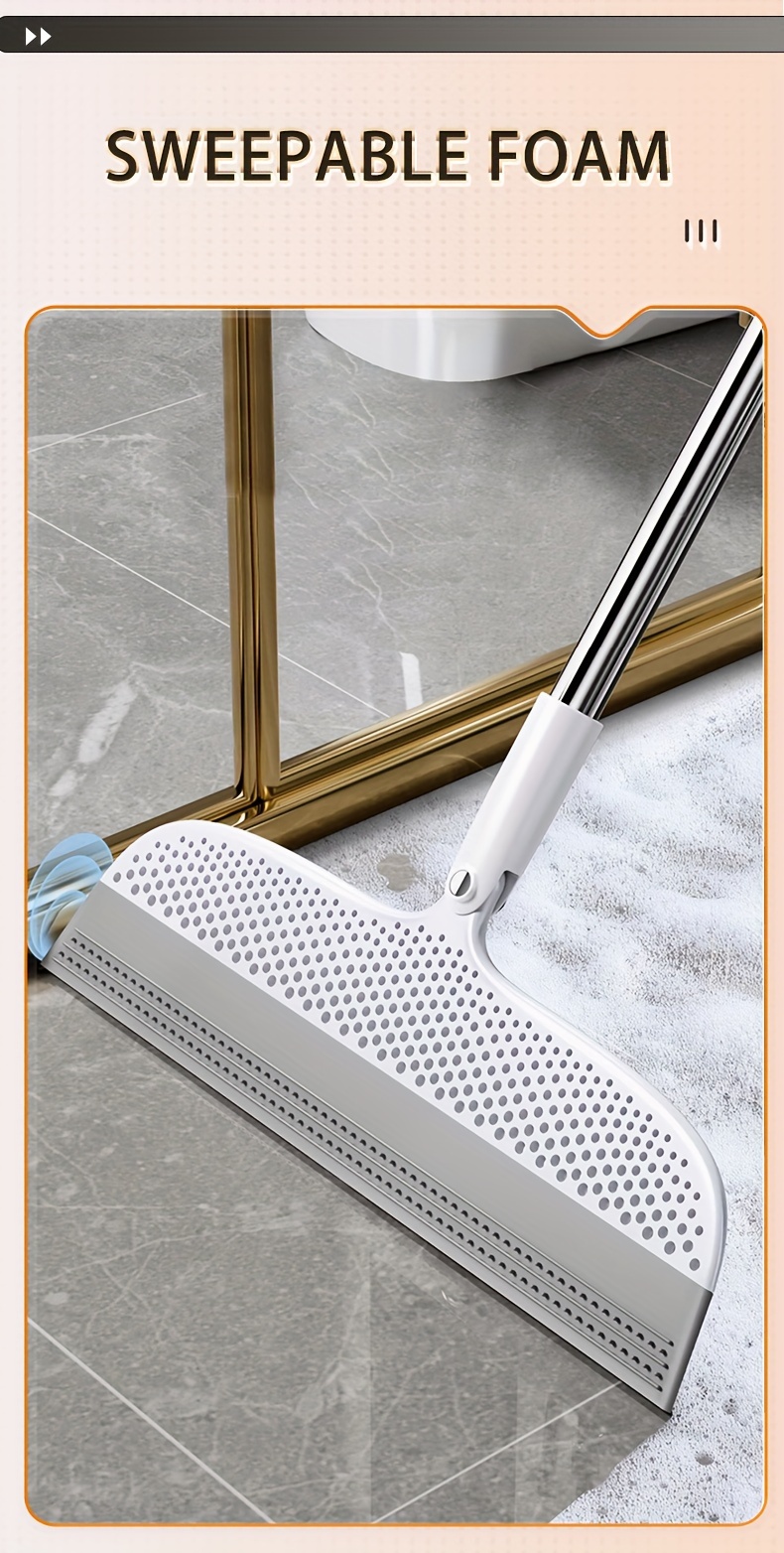 popular   2024 magic squeegee dual purpose soft rubber mop for floors bathrooms stainless   handle ideal for bedroom living room details 3