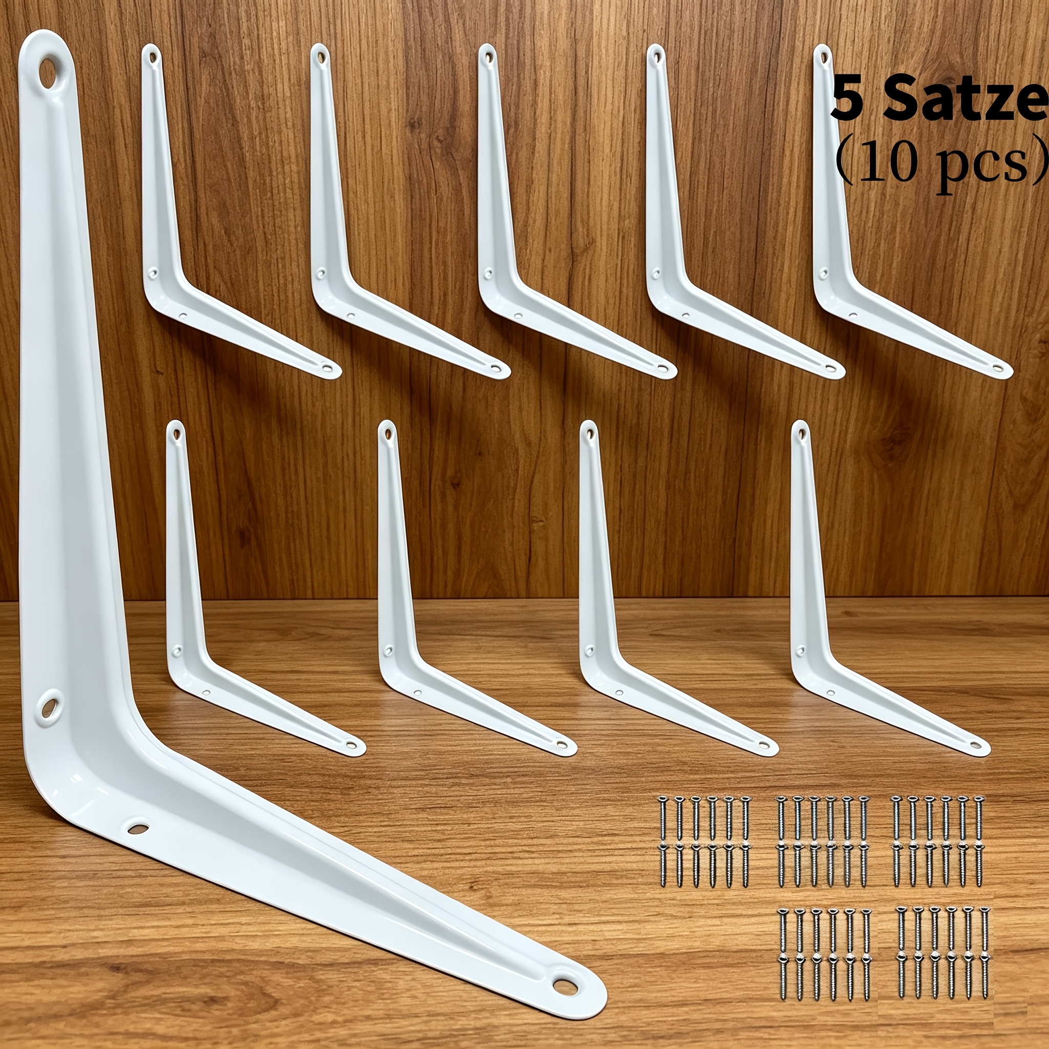 5 Sets Of 10 Steel Triangle Brackets 75-250mm, Load-bearing 60lbs, With Screws, Wall-mounted Heavy-duty Bracket, Kitchen Office Storage Rack 5 Golden
