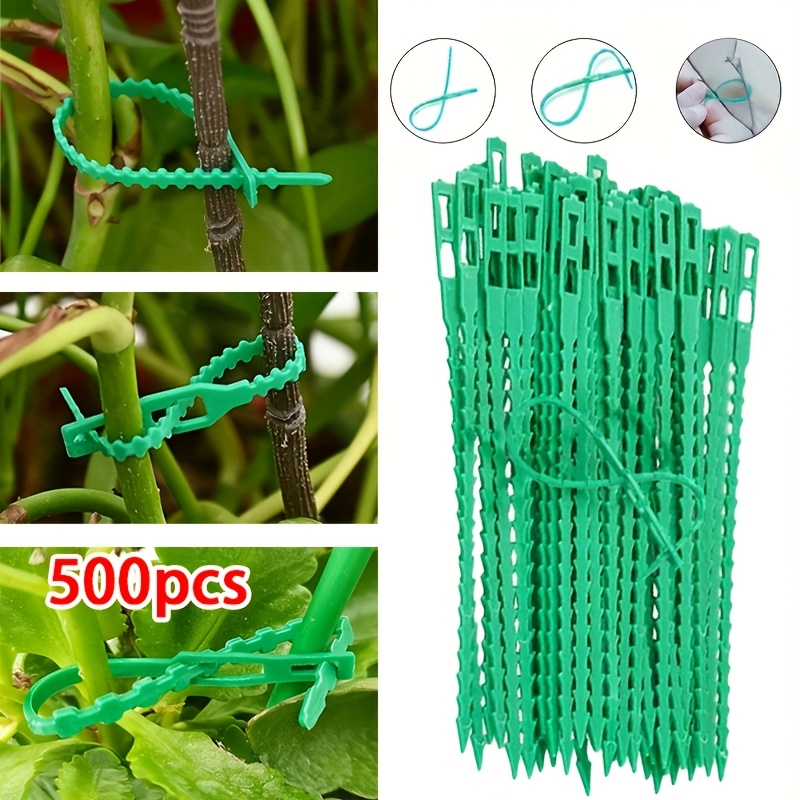 E-shop 500 wiederverwendbare Pflanzenbinder, Grün, 16,99 cm, zur Sicherung von Pflanzen, Blumen Ranken, Grüne Gartenzubehör, Geeignet für Pflanzentöpfe