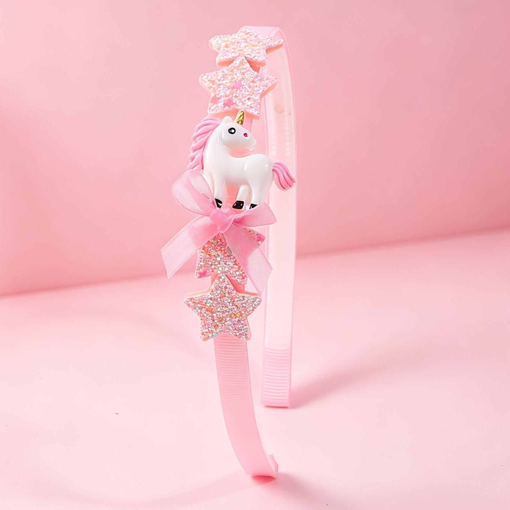 TEMU 1 Fascia per capelli da donna con unicorno a cartone animato, fascia in plastica con , fascia per capelli con scintillanti e glitterate per