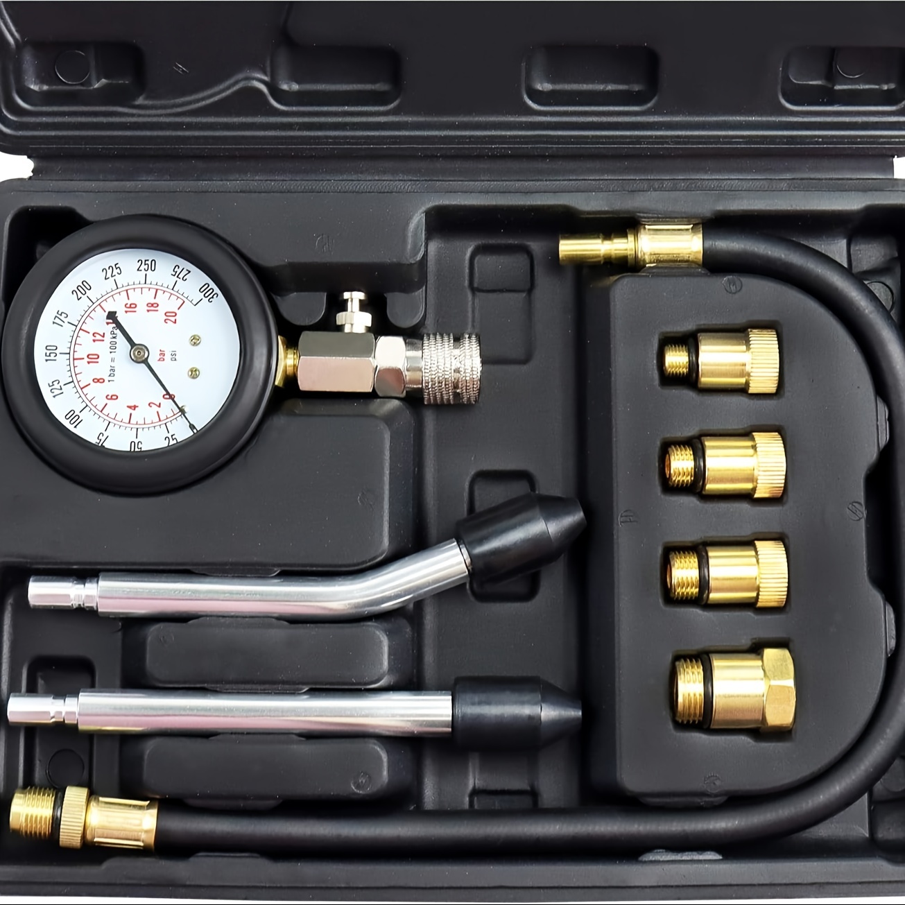 

8-piece Engine Test Kit, 0-300 Psi, Cylinder Tester, Automotive Pressure Tool Gauge For Engines, Car & Truck Maintenance Tool Set