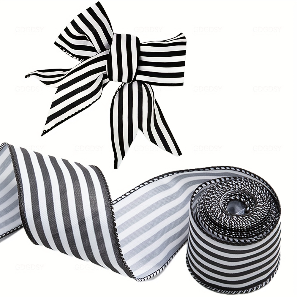 

Black & White Striped Wired Ribbon Roll - 5 Yards, Crafts, Christmas Decorations, Gift Wrapping & Bow Making