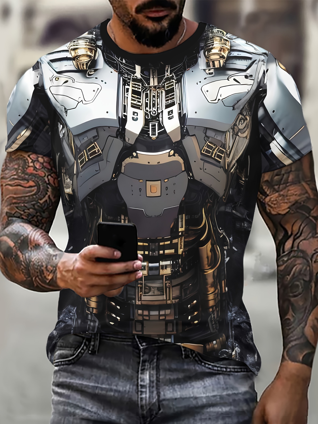 novelty 3d pattern print crew neck short sleeve t shirt for men casual summer t shirt for daily wear and vacation resorts details 1