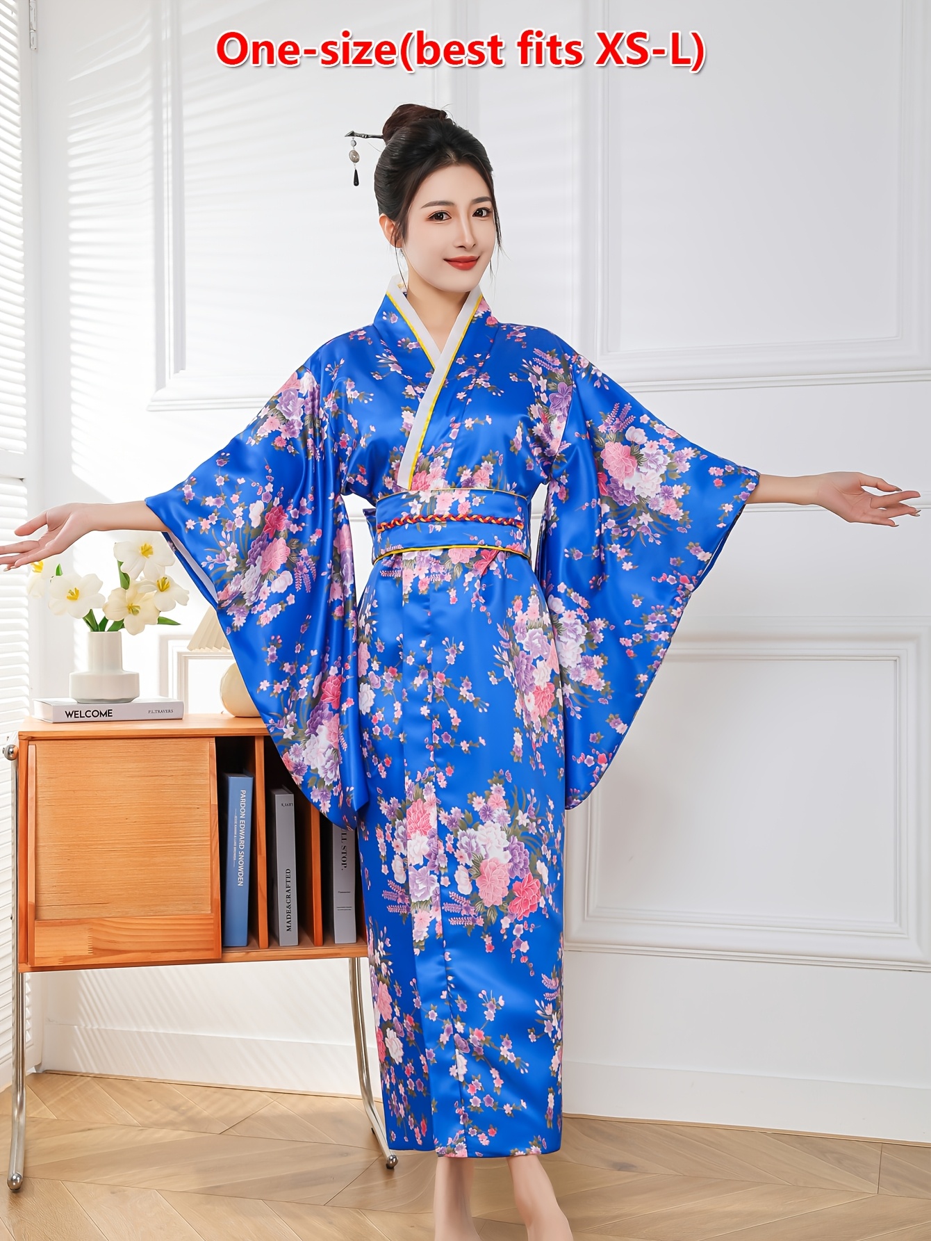 blue dress for baby girl Alison Embroidered kimono robe main image 1