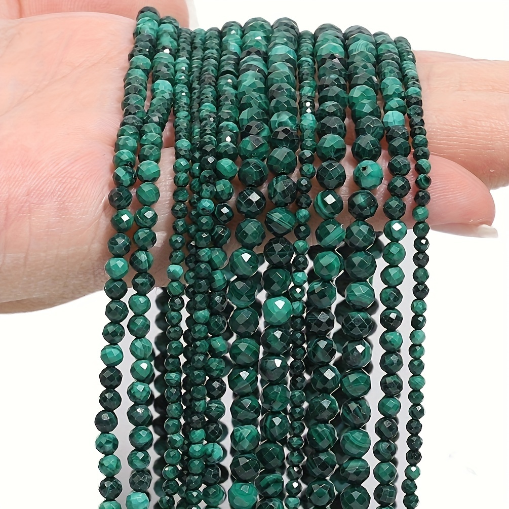 

Natural Faceted Malachite Beads For Jewelry Making - High-quality Polished Loose Gemstone Beads, Jewelry Crafting Supplies For Diy Earrings And Necklaces - 177/122/91pcs Pack, 2/3/4mm Size