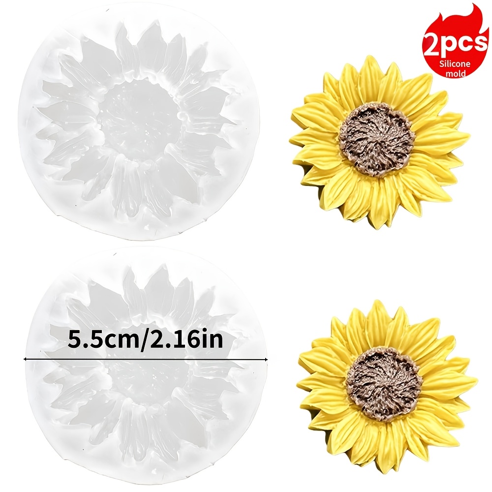 TEMU 2pcs Resin Molds, Large Sunflower-shaped Silicone Molds For Diffuser Stones Molds, Perfume Candles, Gypsum Drop Molds, Handmade Craft, Suitable