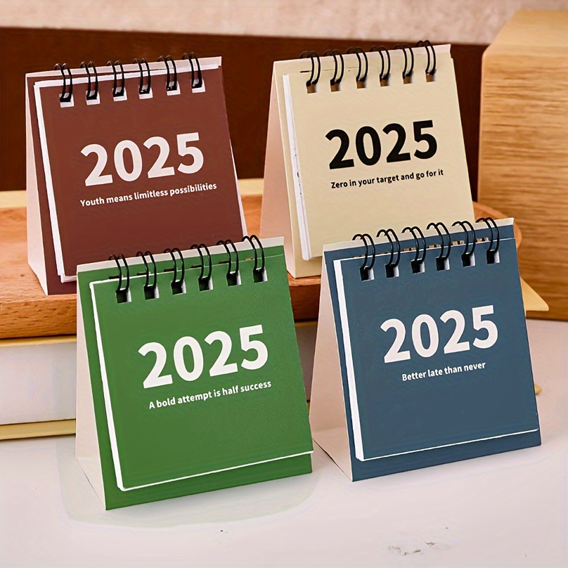 

2025 Mini Desk Calendar - Compact Daily Planner With Punch Card Design, Office Decor