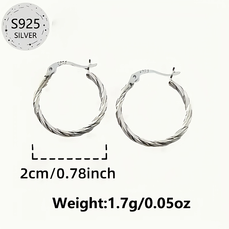 Set of 2 Sterling Silver Twisted Circle Earrings for Women