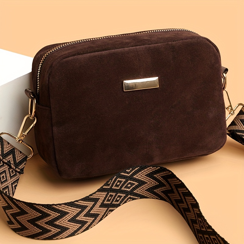 TEMU New Suede Fluffy Fashion Casual Elegant Women's Crossbody Bag, With Detachable And Adjustable Shoulder Strap. Used As A Women' Shoulder Bag,
