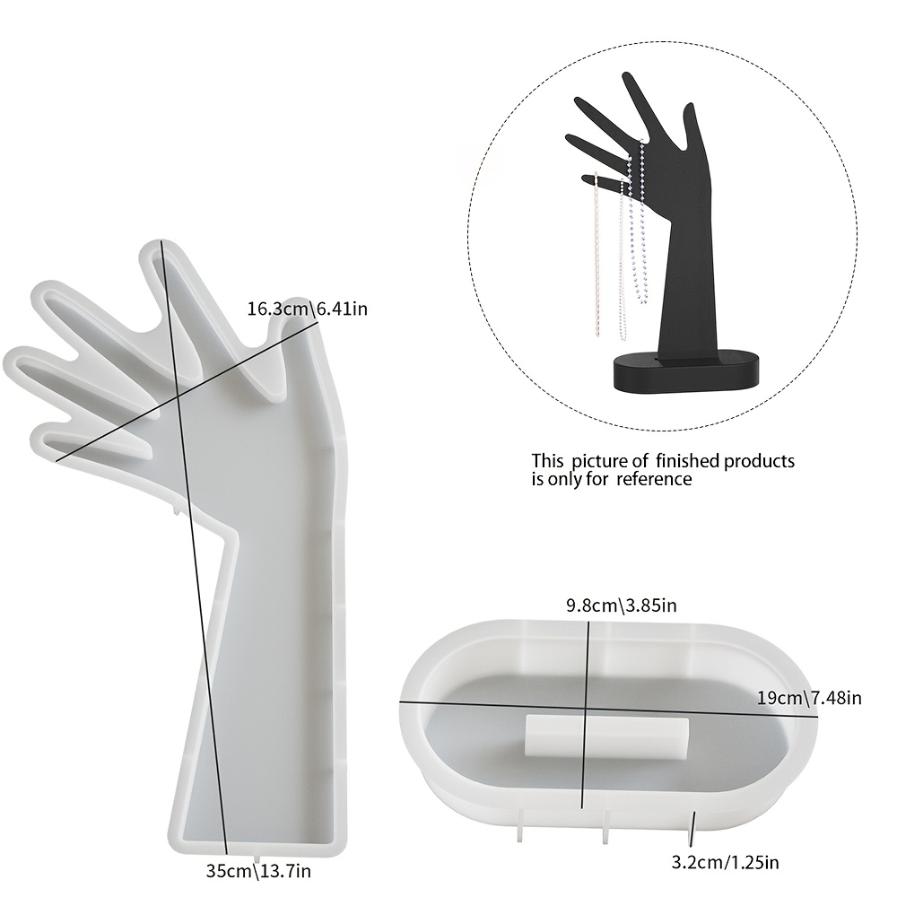 2pcs/set Jewelry Display Silicone Mold, Hand Shaped Ring Holder Mold For Epoxy Resin Plaster Cement Concrete Casting, Accessory Crafts, Home Decor