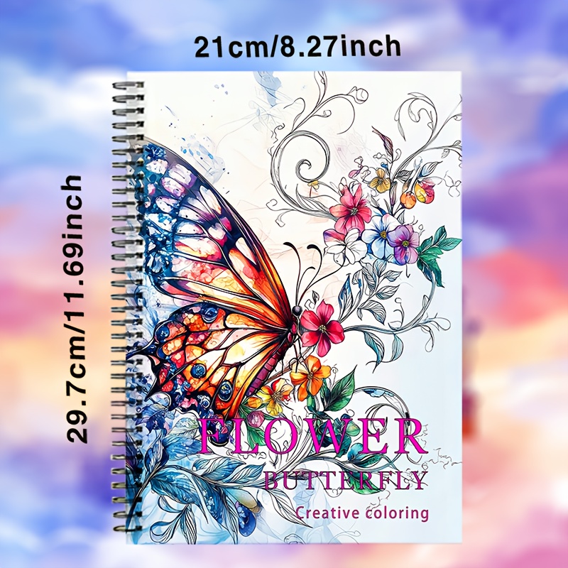 Image of 25-sheet Animal & Nature Theme Coloring Book | Spiral-bound For -off | Intricate Detailed Scenes | Halloween Gift & Activity | Relaxing & Creative Stress-relief