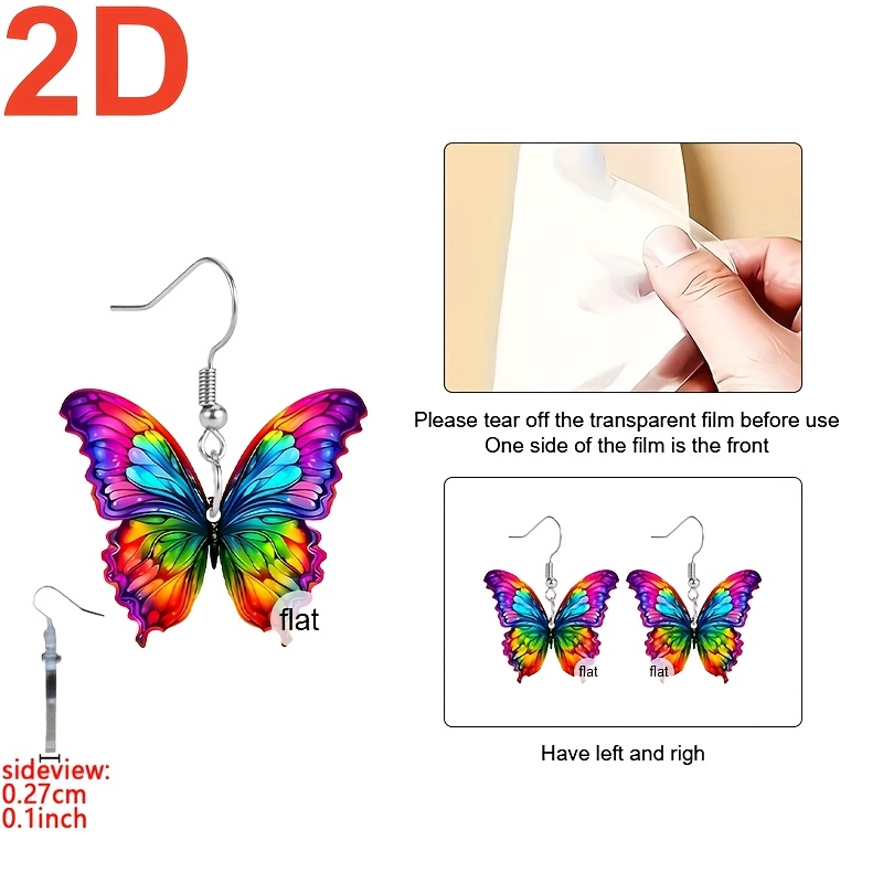 Colorful Cartoon Butterfly Acrylic Pendant Necklace