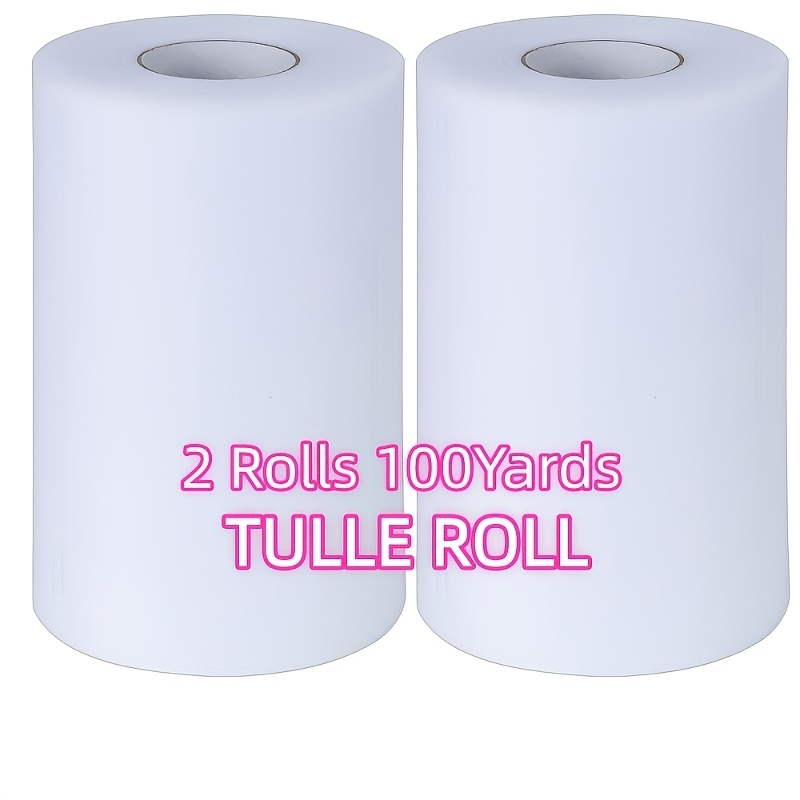 E-shop Hochzeitsdekoration 91,44 Meter 2 Rollen weißer Tüllstoff - 15,24 cm × 91,44 Meter, für DIY-Tüllschleifen, Kleider, Röcke Partydekorationen,