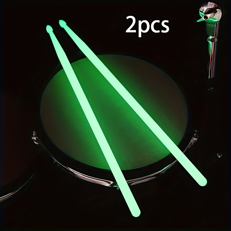 TEMU 2pcs -the-dark Drumsticks, 5a Fluorescent Sticks For Stage Performances - Ideal For Professional & Beginner Drummers