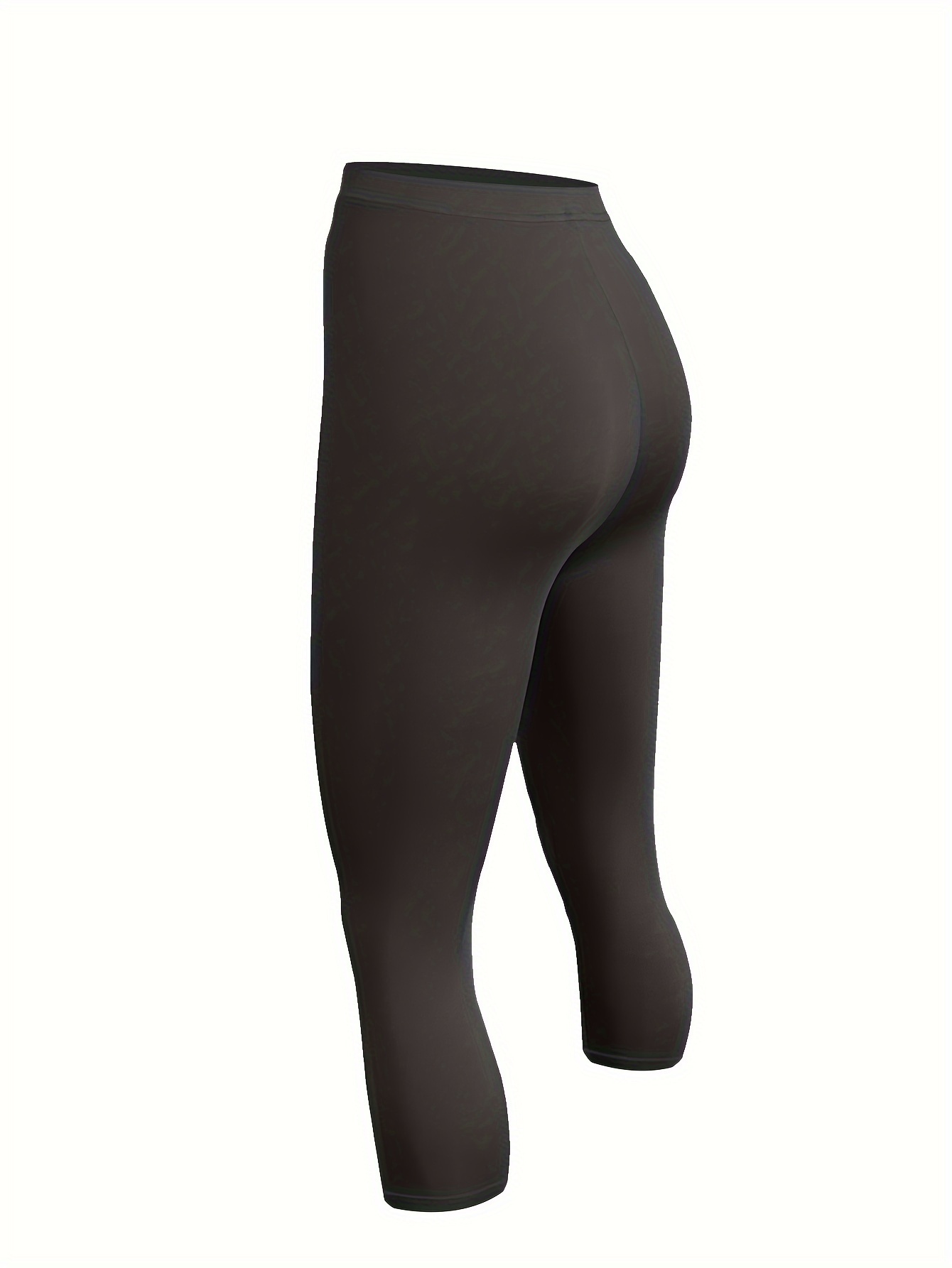 Plus Size Women's High-Waisted Yoga Leggings - Quick-Dry Stretchy 7/8 Capri Pants for Summer, Tight-Fit Workout & Casual Wear, Solid Color, Machine Washable, Yoga Pants, Semitransparent Fabric, Highelastic Material