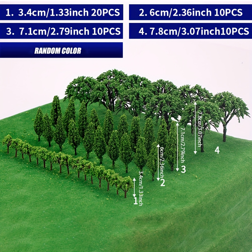 Image of 50pcs/bag Ho Scale Trees Model Train Railroad Diorama Scenery Landscape Scale Miniature Model Tree Fake Trees For Landscape Crafts, Random Color