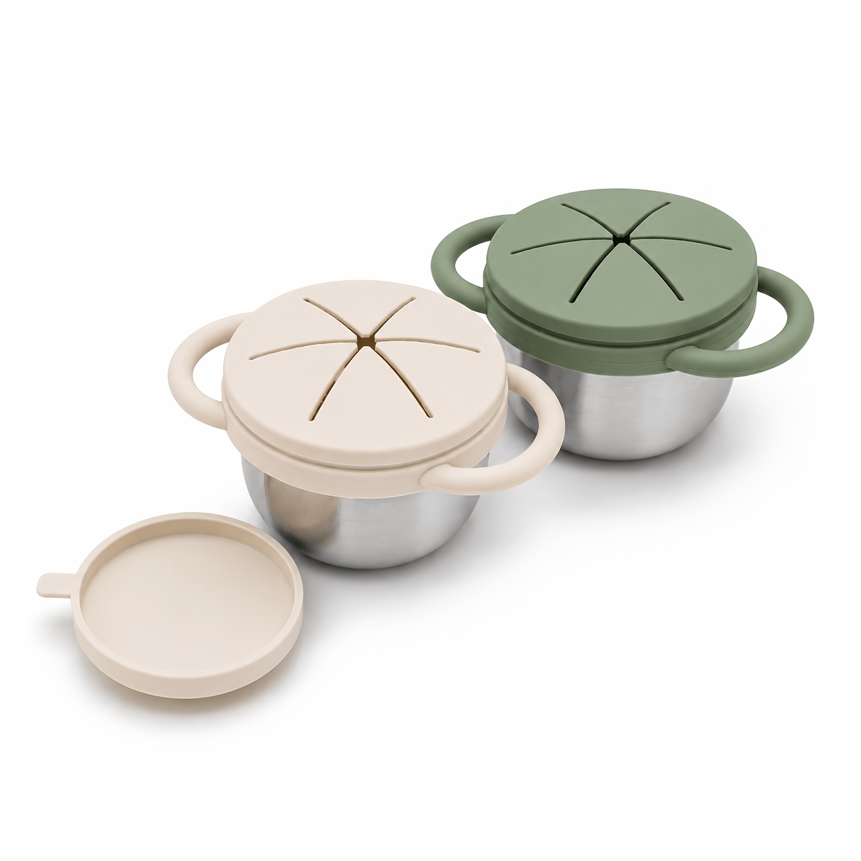 TEMU 2 Pack Cup, Spill-proof Toddler Snack Container, Lid And Stainless Steel Cup Body With Handles