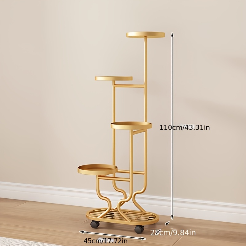 1  layer floor standing plant stand metal powder coated oval shape multipurpose use for living room and balcony