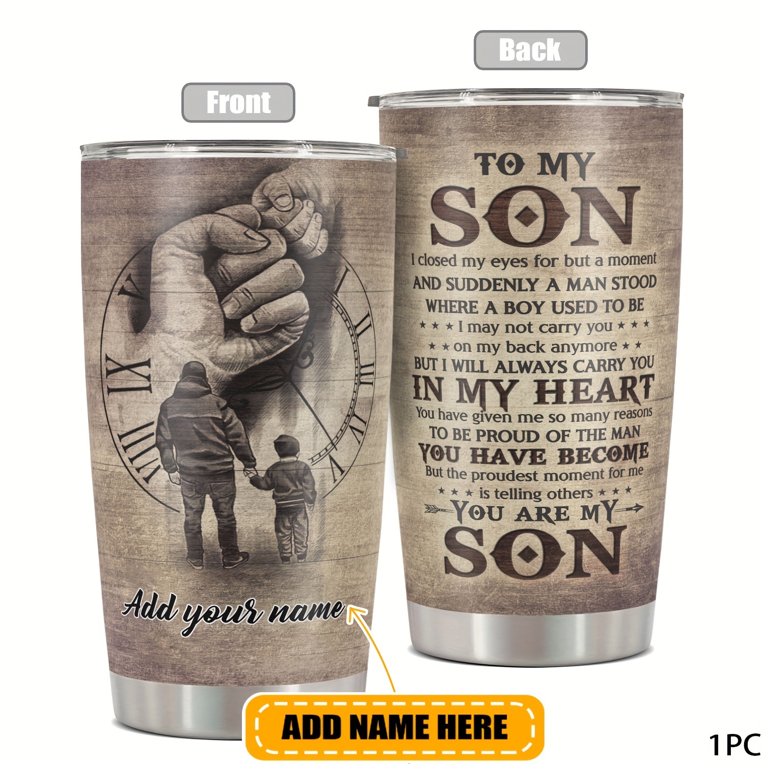 

Personalized Custom Name 20 Oz Tumbler: A Funny Print Mug Tumbler For Dad To Son, Perfect For Christmas, Birthday, Or Any Special Occasion