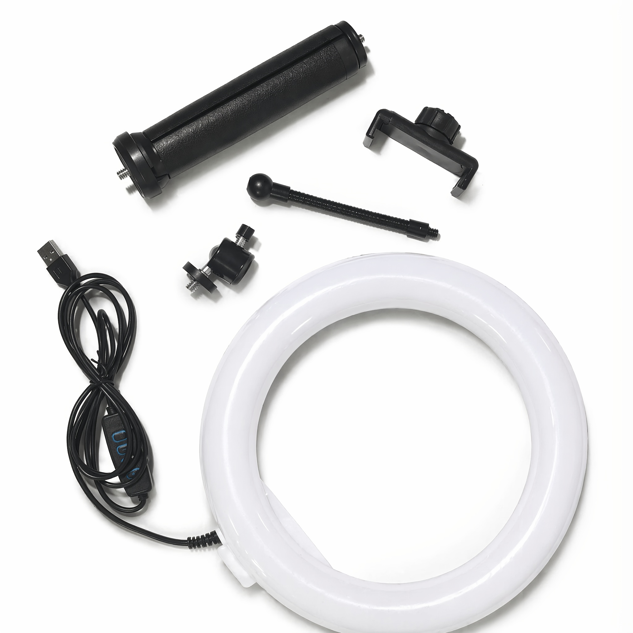 TEMU Lumière d'appoint annulaire LED 10" avec trépied et support de téléphone, support de téléphone à intensité variable pour vidéo, photographie,