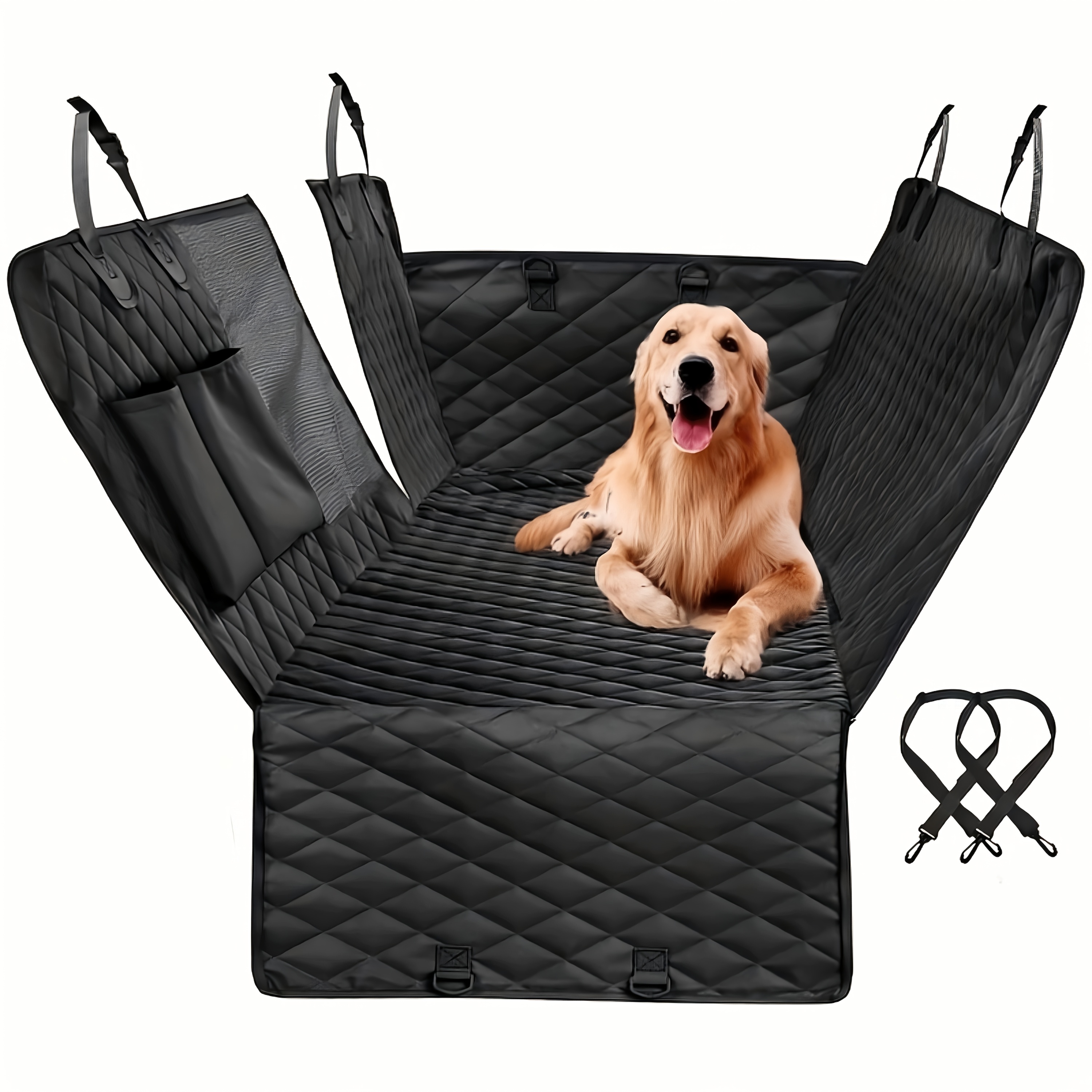 TEMU Dog Seat Cover, Non-slip Mesh Window And Storage Pocket, Durable Scratch- Dog Hammock Size For Cars/trucks/suvs