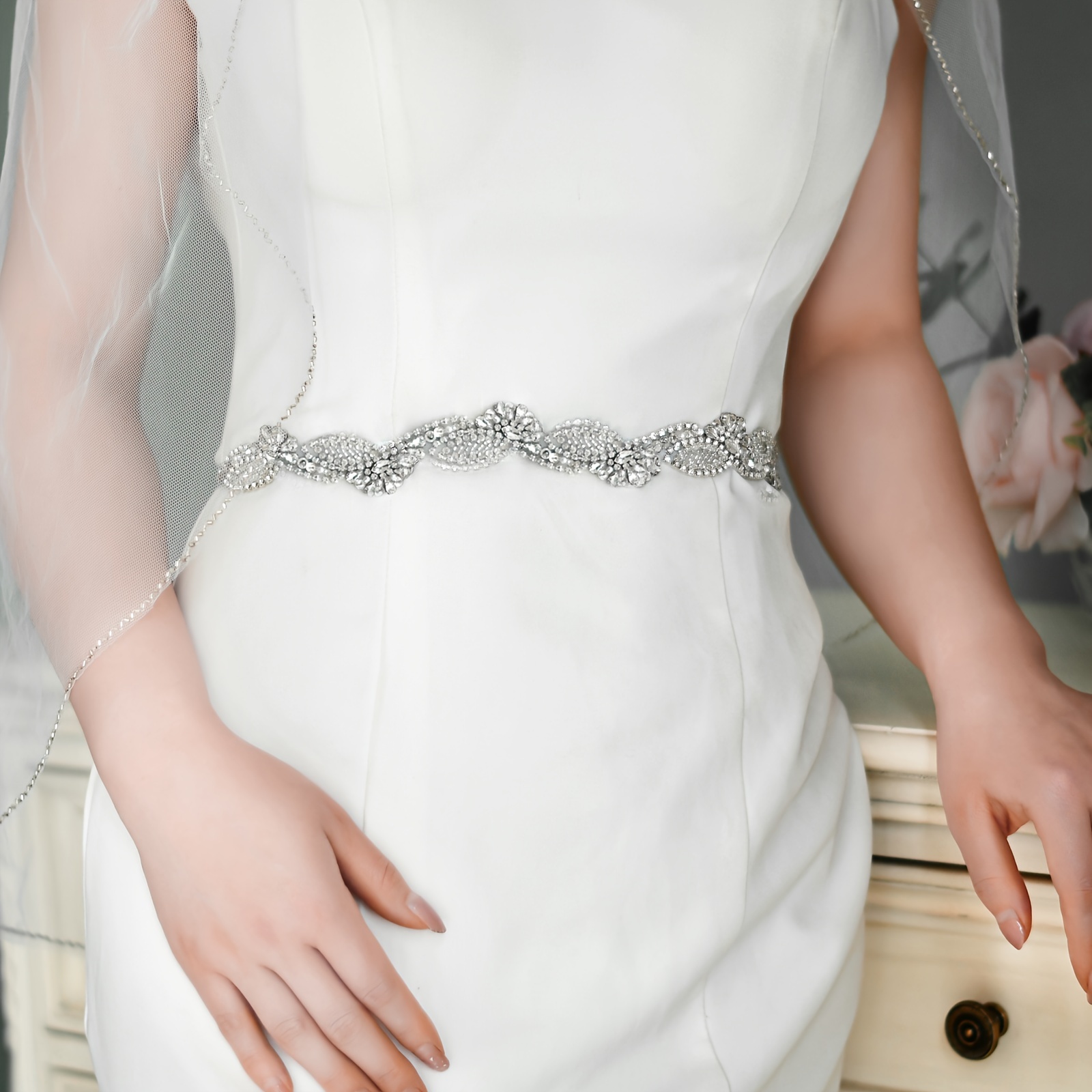 Accessoire Mariage Ceinture De Mariée Strass Élégante Accessoire