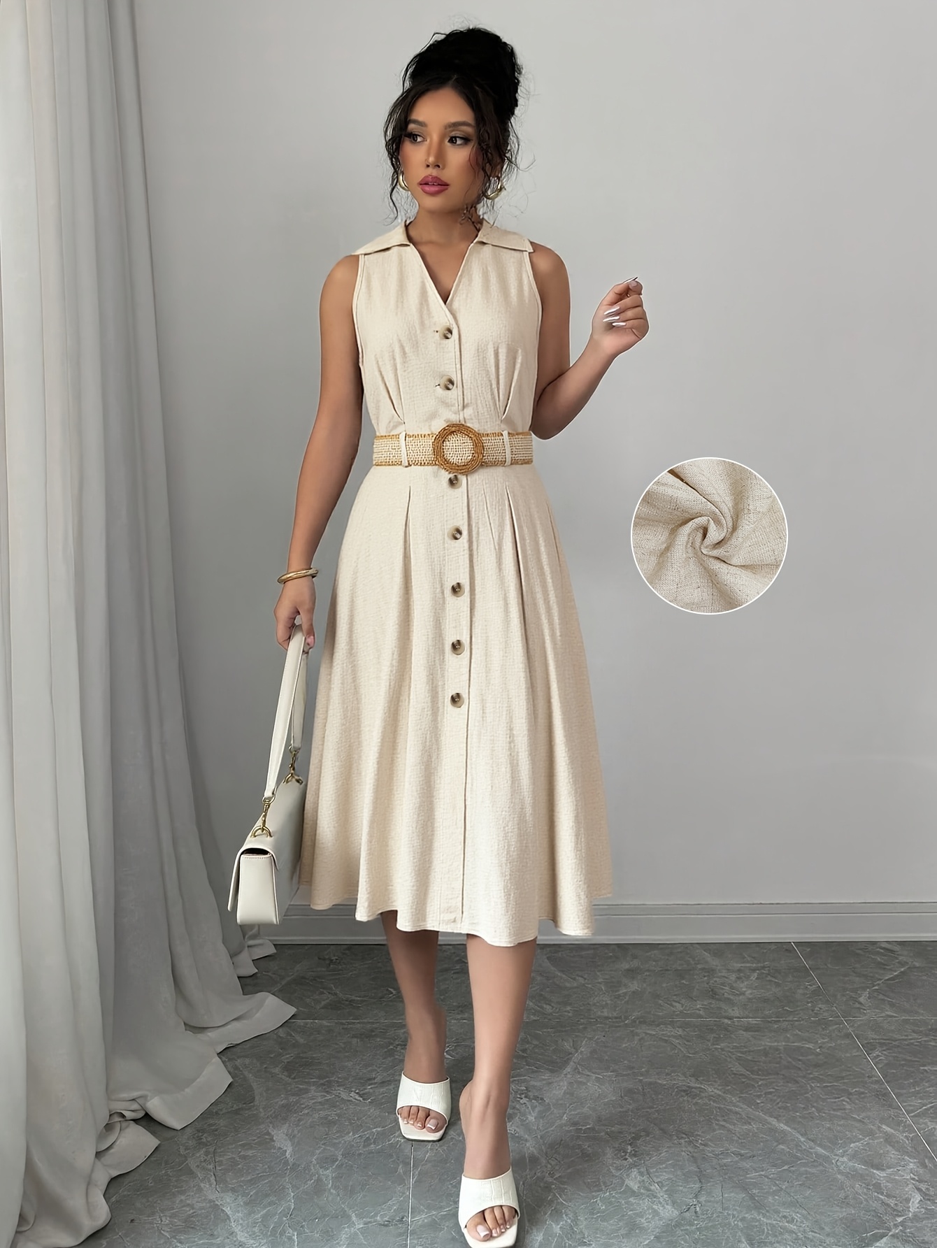 green emerald velvet dress Cowl Neck Linen Dress in White, Linen Dress, White Maxi Dress, 100% Linen Clothing, White Linen Dress, Plus Size Clothing, M / Light Blue main image 0