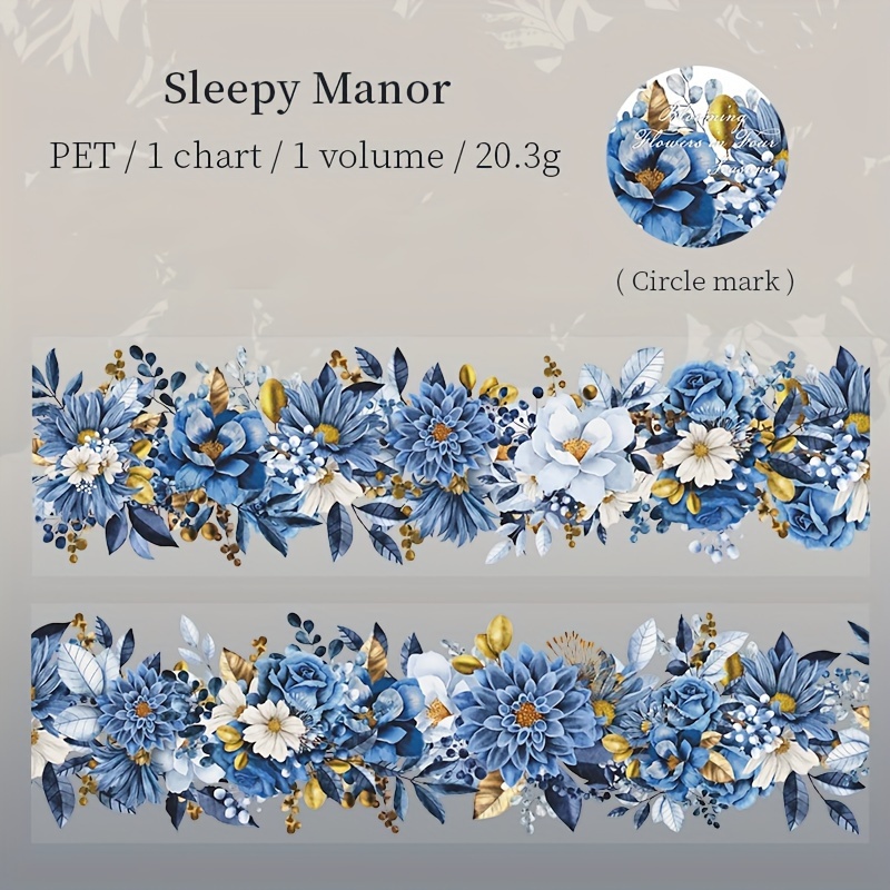 Image of Vintage Floral Washi Tape, 200cm Roll - Waterproof Pet, Creative Journaling & Scrapbooking Supplies, Diy Phone Cases, Greeting Cards & Gift Decor