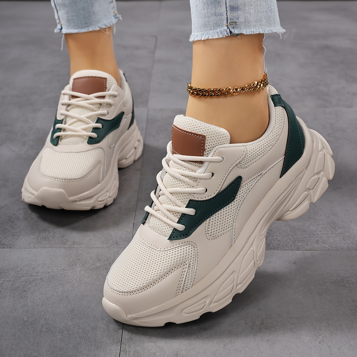 Chunky Fashion Athletic Shoes Chunky Sneakers White Soled Tennis