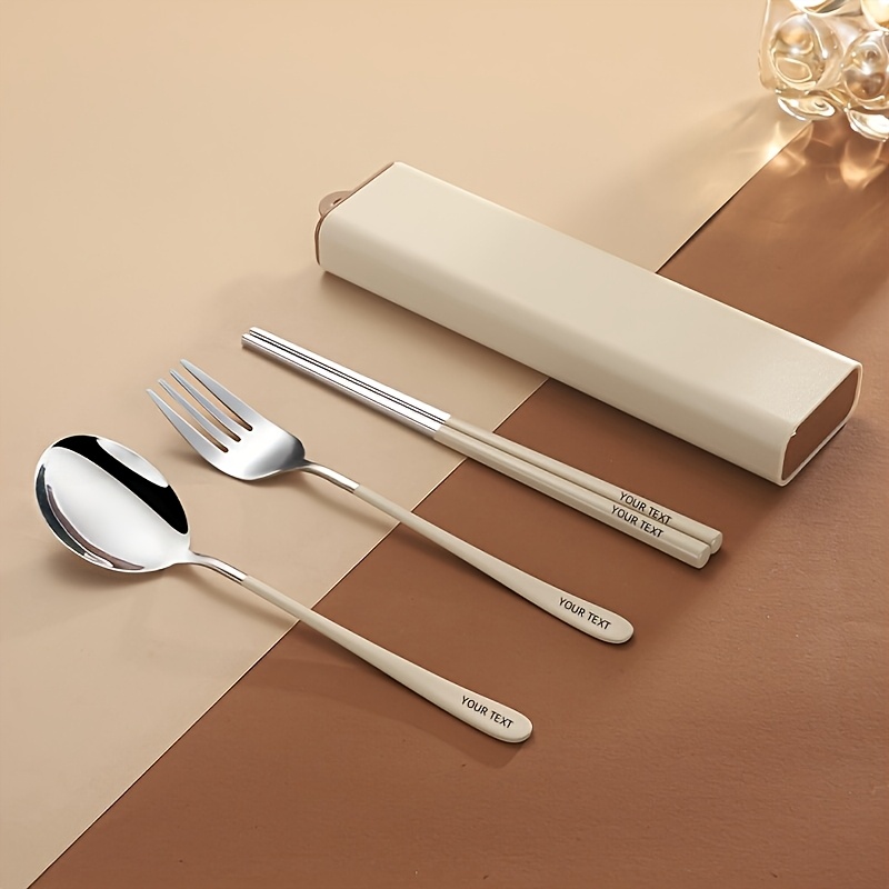 customizable stainless steel cutlery box with handle personalized text   forks spoons chopsticks cute storage box ideal for picnics parties travel outdoor dining   customizable design durable construction Product details 8