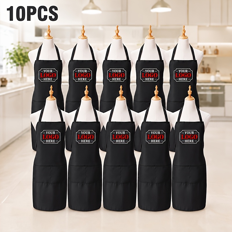 TEMU 10 grembiuli personalizzati con il tuo design, adatti per abbigliamento da lavoro in caff癡, bar, ristoranti barbecue, frutterie, hotel,