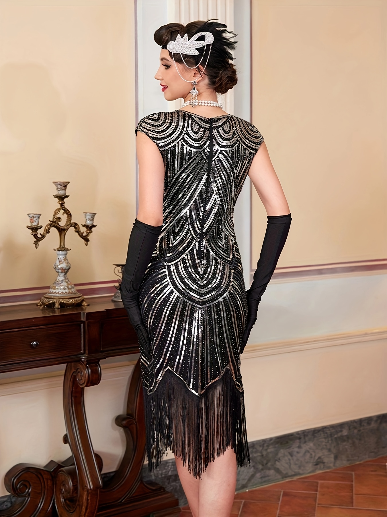 short black flapper dress Short Flapper Dress Adult Costume (Black) 1XL