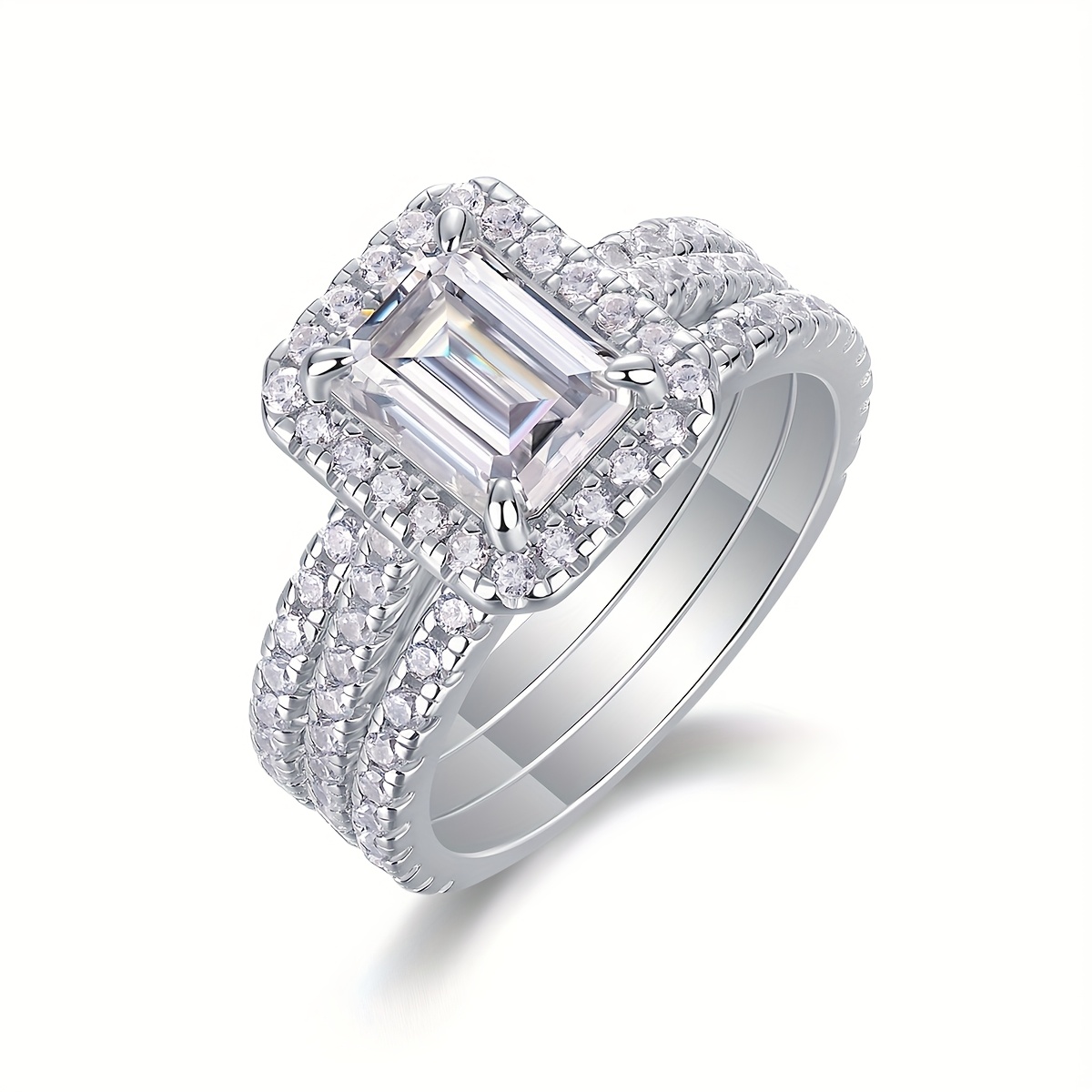 925 Silver Moissanite Women's Wedding Ring Set