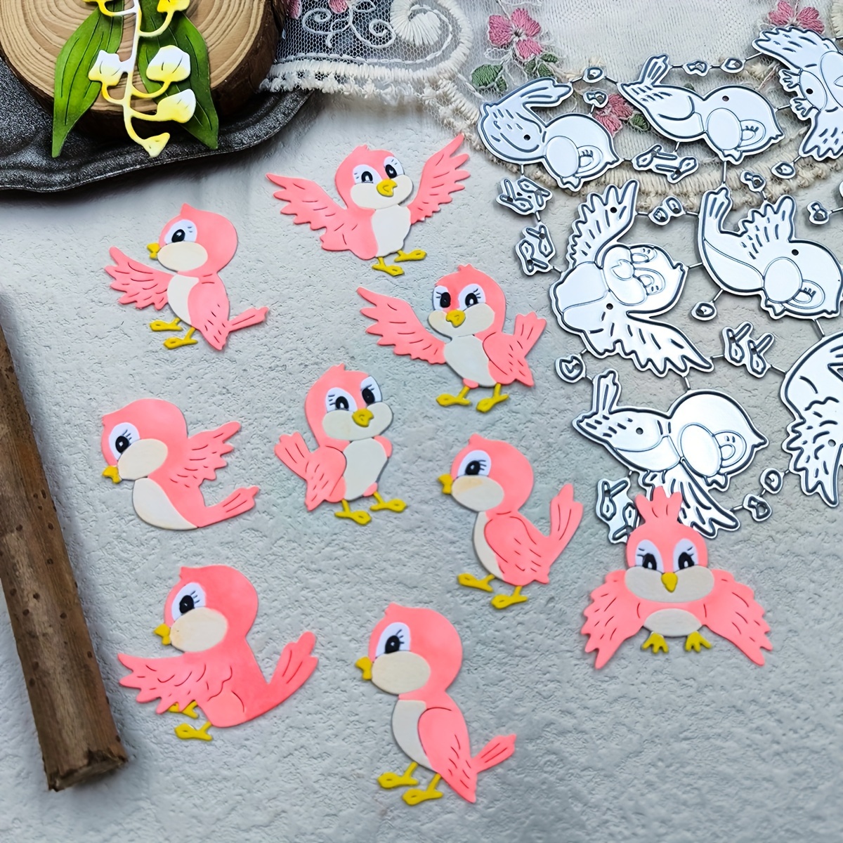 

9-piece Die-cut Set – Silver Grey Metal Die-cut Embossing Stencil Molds With Various Bird Shapes For Scrapbooking, Card Making & Paper Crafting