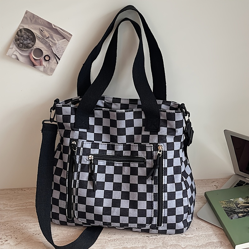 TEMU Perfect Lily Women's Large-capacity Nylon Shoulder Bag With Adjustable Strap & Zipper Closure - Detachable Strap Suitable For Short Trips, Beach
