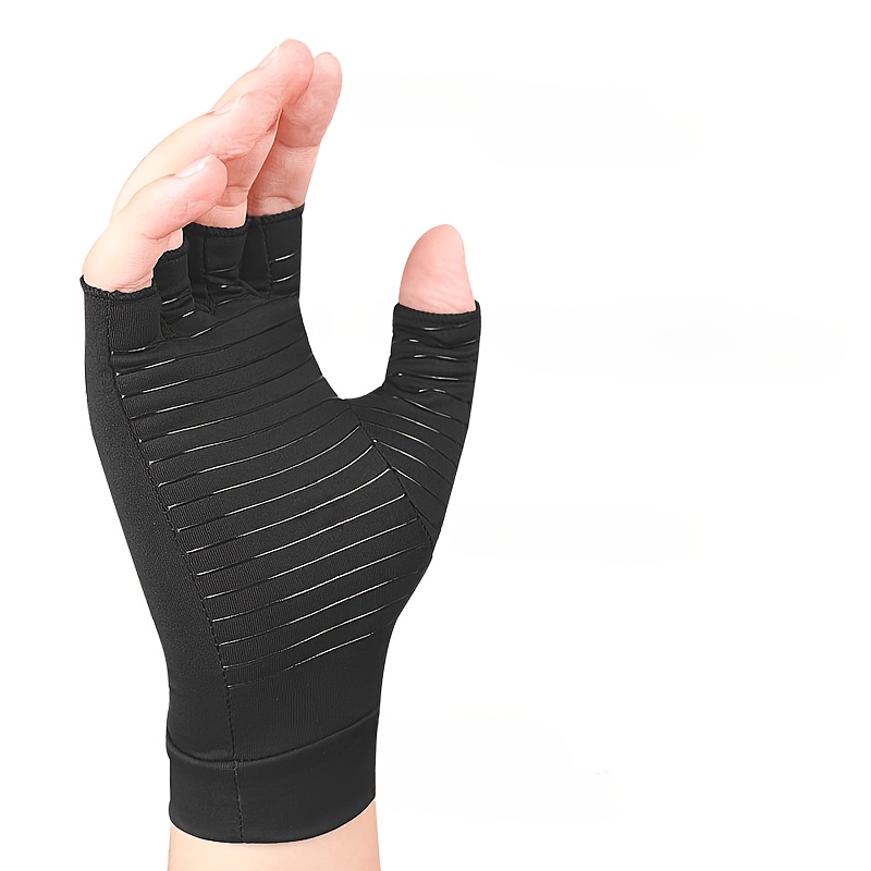 TEMU Gants de compression en cuivre demi-doigts, unisexe, offrant un soutien de compression complet à 360°. Gants de compression améliorés, soutenant