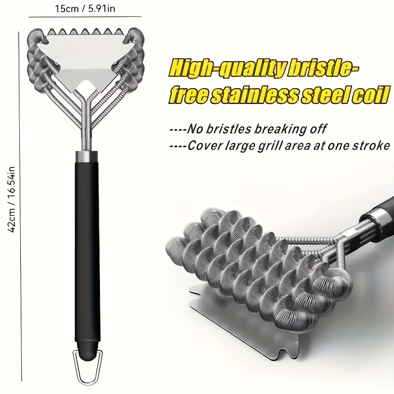 Stainless Steel Long Handle Bbq Brush With Flexible Wire - For , Durable Bbq Cleaning Brush For Grills, Grills And Outdoor Cooking - For Campfires And Backyards, Bbq Additions, Rugged Construction