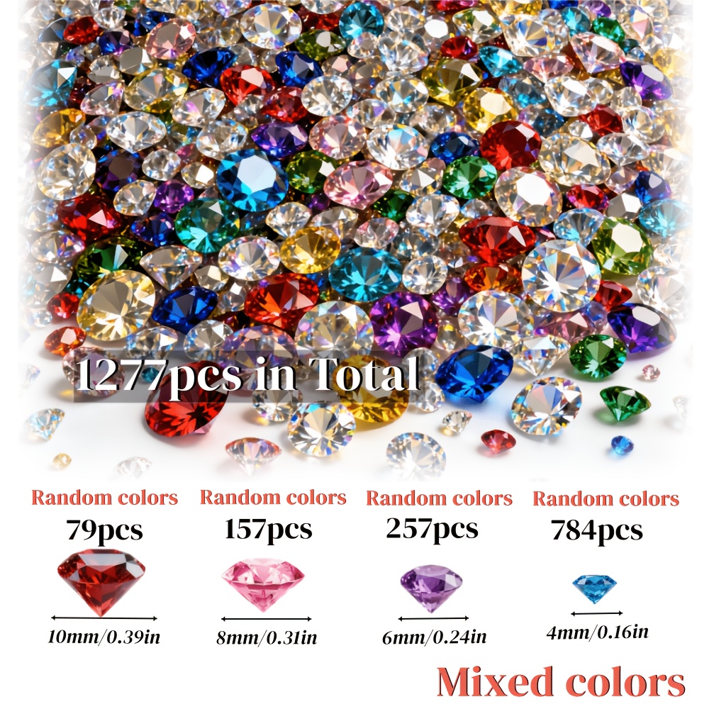 TEMU Random 1277pcs Acrylic Diamonds, Suitable For Vase Filling, Table Centerpiece, Cosmetic Storage, Diamonds, Acrylic , Acrylic Gemstones, Wedding,