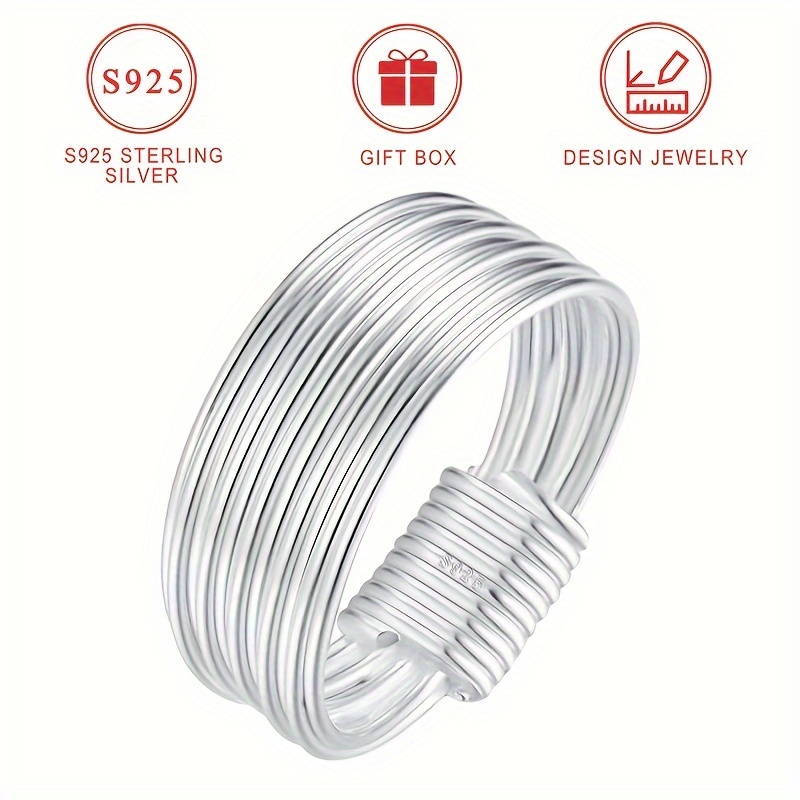 

S925 Sterling Silver Multi-layered Twisted Fine Ring, Simple Elegant Unique Design, Vintage & Minimalist Style Retro Band Jewelry Gifts For Women Gift Box Included