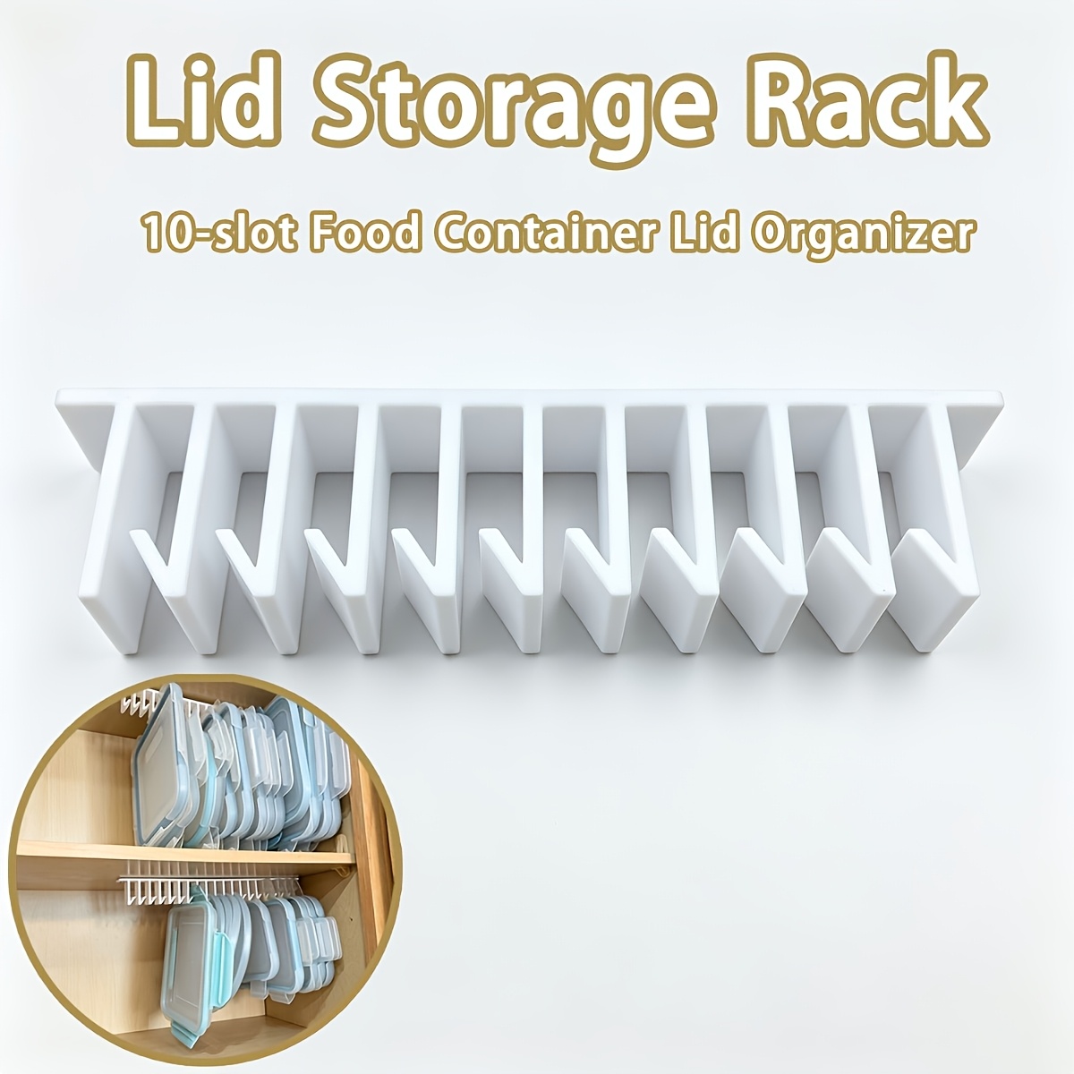TEMU Lid Storage Rack, Lid Hanger For Under Cabinet, Kitchen Organizer Shelf, Under Sink Organizer Rack, With 5 Hooks/10 Hooks, Space-saving