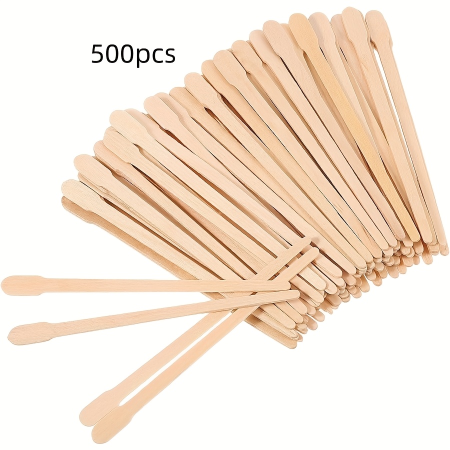 Image of 150/200/300/500pcs Pack Wax Spatulas Wood Craft Sticks Small For Hair Removal Eyebrow Wax Applicator Sticks