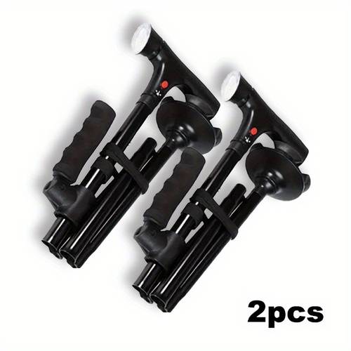 2pcs twin grip cane multi function folding double with led lights sos alarm and cushion handle adjustable folding cane for men and women black