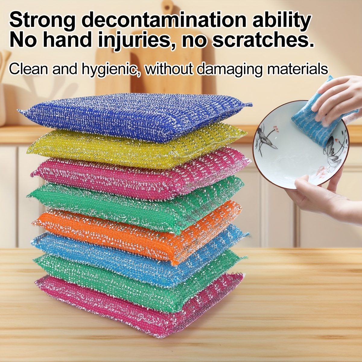 4pcs Random Colour Double-Sided Dishwashing Sponge Set
